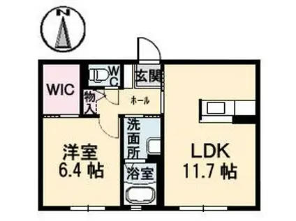 ピュアズB(1LDK/1階)の間取り写真