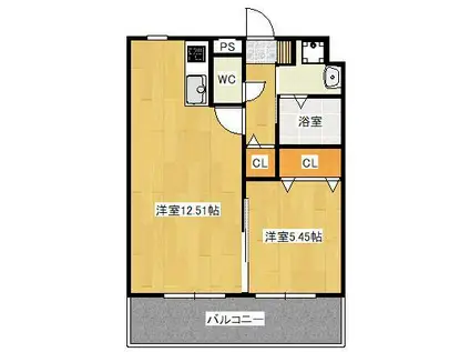 WISTERIA(1LDK/5階)の間取り写真