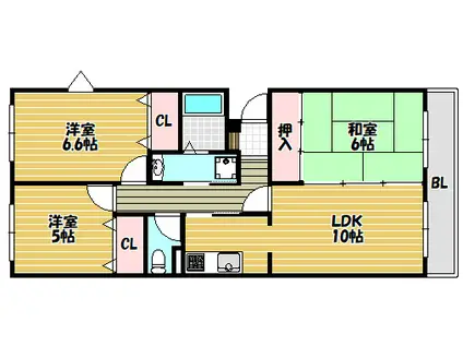 エスポワール(3LDK/1階)の間取り写真