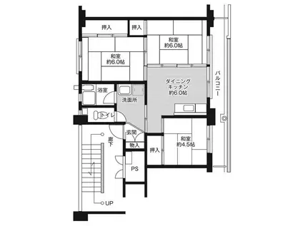 ビレッジハウス吉井I1号棟(3DK/3階)の間取り写真