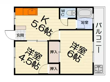 オリーブハイツ(2DK/3階)の間取り写真