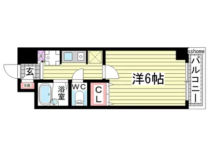 ベネッセ六甲(1K/2階)の間取り写真