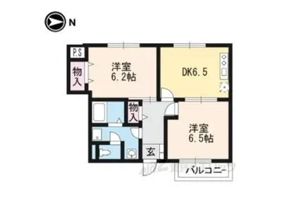 アウローラA(2DK/1階)の間取り写真