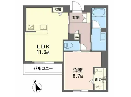 シャーメゾン 木の実(1LDK/2階)の間取り写真