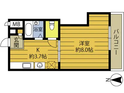 サンシティ京町404(1DK/4階)の間取り写真