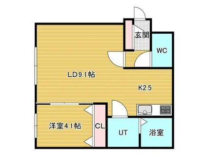 恵庭市相生町4丁目9番40号マンション(1LDK/3階)の間取り写真