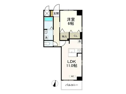 ベース・ブリッジ(1LDK/6階)の間取り写真