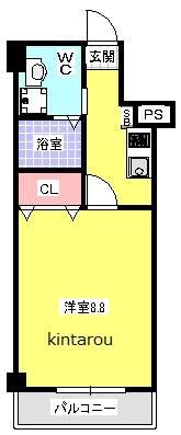 金太郎ヒルズ18(1K/2階)の間取り写真
