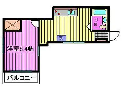 パーシモンハイツ(1K/2階)の間取り写真