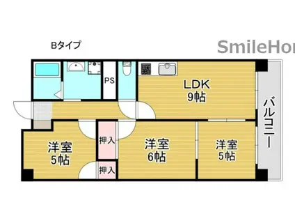 ミサキアソシア(3LDK/6階)の間取り写真