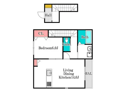 メゾンYASUI(1LDK/2階)の間取り写真
