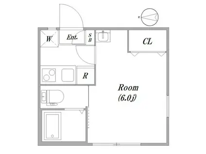 フラット清水町(1K/1階)の間取り写真