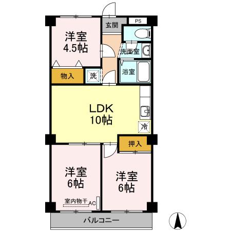 レジデンス板野 (3LDK/3階)の間取り写真