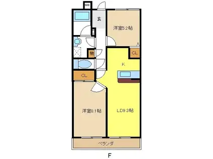 フォンテーヌ曽根(2LDK/5階)の間取り写真