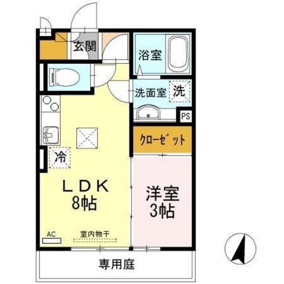 グランドソレーユ(1LDK/1階)の間取り写真