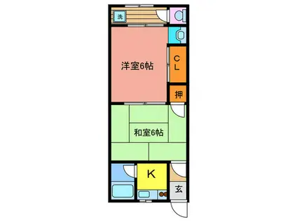 石野文化(2K/1階)の間取り写真