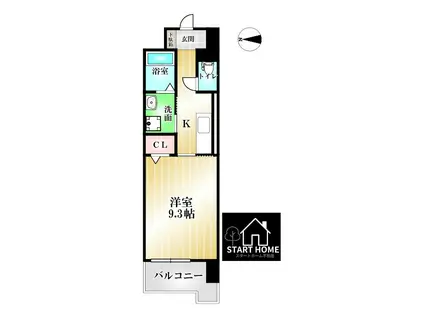 グランクリュ佐古 イースト(1K/5階)の間取り写真