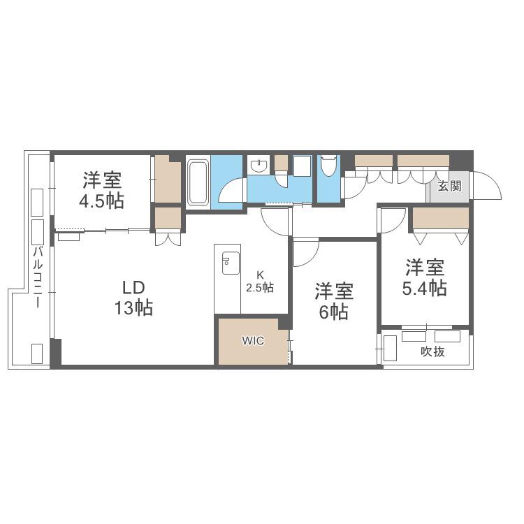 SーRESIDENCE南円山BLAZE(3LDK/3階)の間取り写真