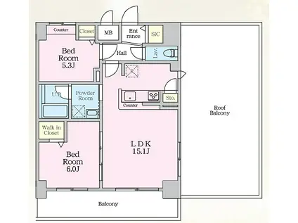 LUXENAPAWS南行徳(2LDK/10階)の間取り写真