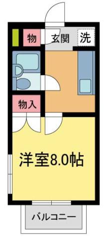 シャンボール田代(1K/1階)の間取り写真