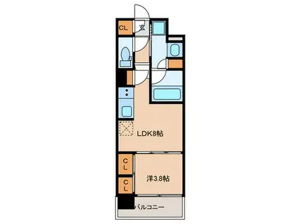 プレサンスロジェ名古屋浅間町(1LDK/11階)の間取り写真