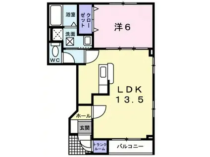 ハーモニー(1LDK/1階)の間取り写真