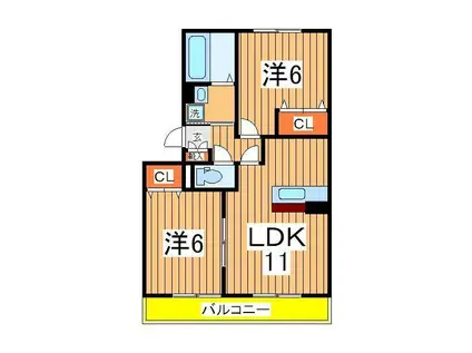 ル・シエル(2LDK/1階)の間取り写真