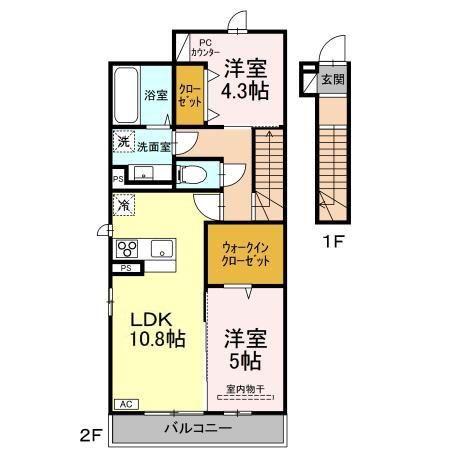 D-ROOMルポ(2LDK/2階)の間取り写真