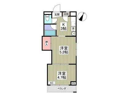 エルプレシア前橋(2K/2階)の間取り写真