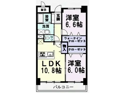 セレノプラシード(2LDK/2階)の間取り写真