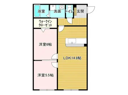 ウエストウッドヒルズ下沢(2LDK/1階)の間取り写真