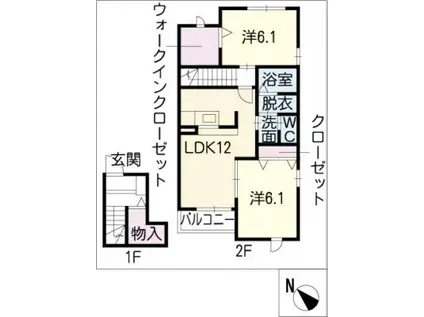 シーサイドサルビアB(2LDK/2階)の間取り写真