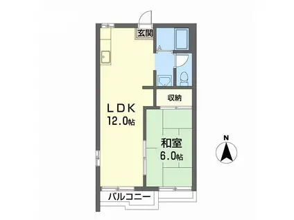 ハイツまほろば(1LDK/2階)の間取り写真