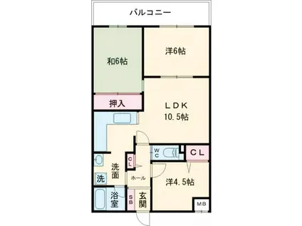 アルコ・ラ・カーサ姫路土山(3LDK/4階)の間取り写真