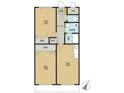 グリーンコート塩冶(2LDK/3階)の間取り写真