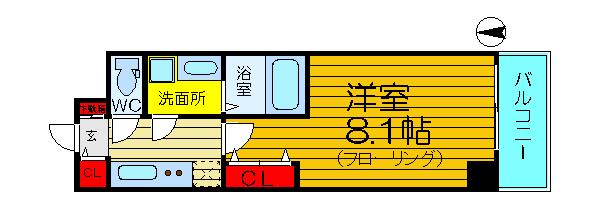 サムティナンバ南(1K/8階)の間取り写真