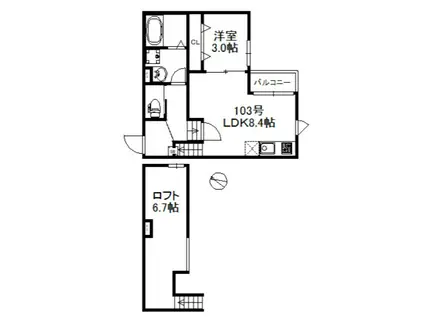 ベルフルール旭718(1LDK/1階)の間取り写真
