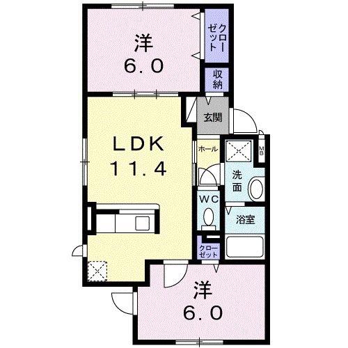 ひまわりハウス(2LDK/2階)の間取り写真
