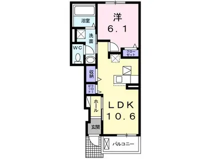 ル・レーブ坂上I(1LDK/1階)の間取り写真