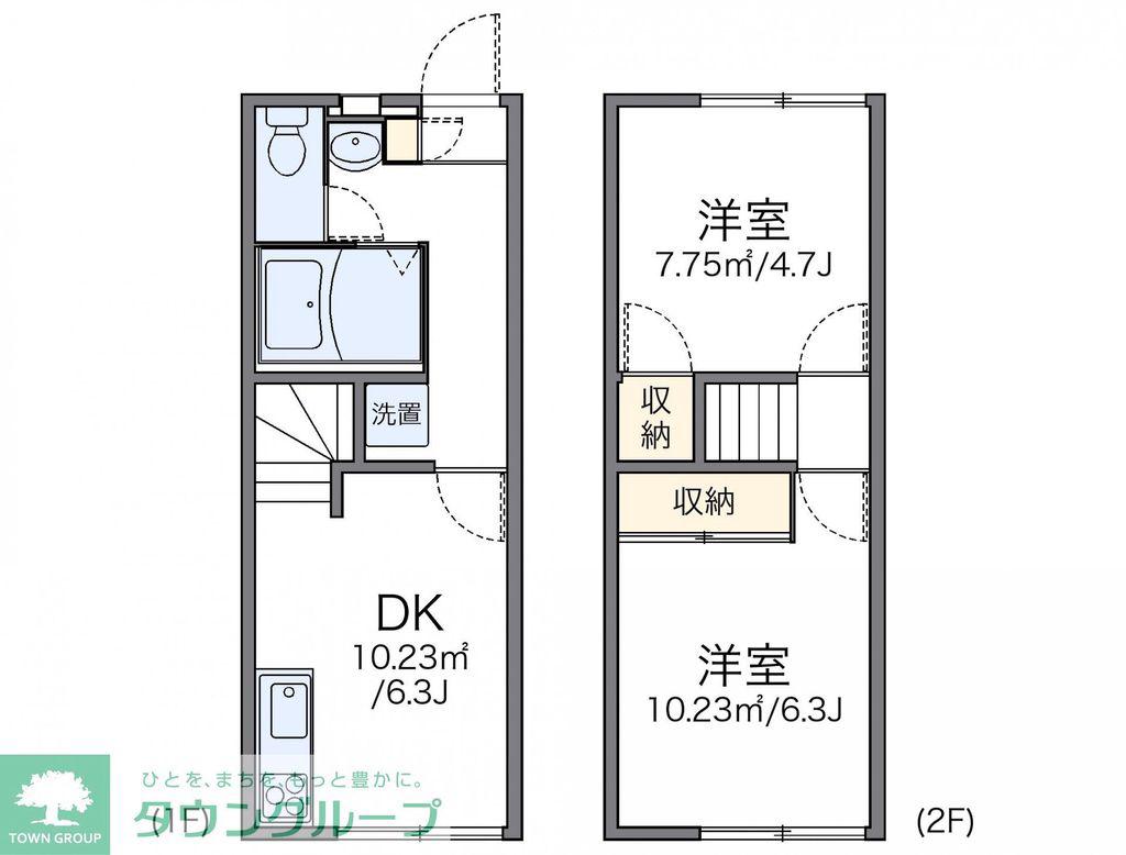 レオパレスサンクチュアリー(2DK/1階)の間取り写真