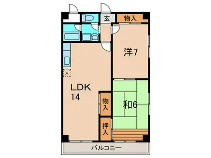 瑞穂山大ハイツ(2LDK/3階)の間取り写真