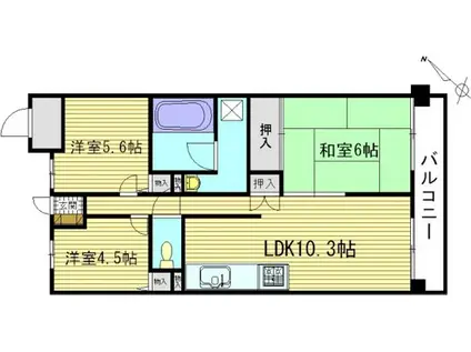 ヴェルデコート矢賀(3LDK/2階)の間取り写真