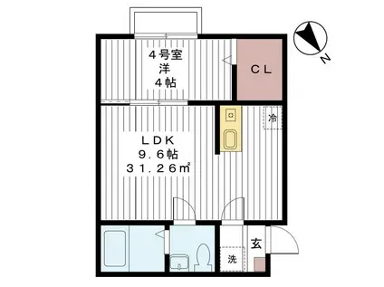 VILLA IL MARE(1LDK/2階)の間取り写真