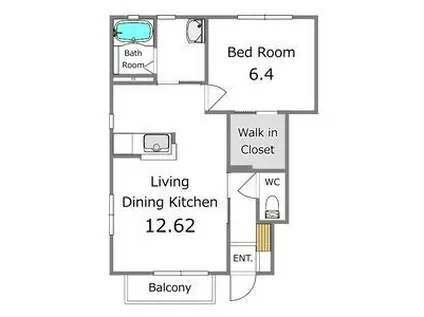 ファミールB(1LDK/1階)の間取り写真