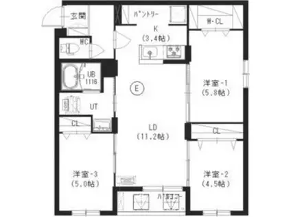 インフィニティN22E1(3LDK/2階)の間取り写真