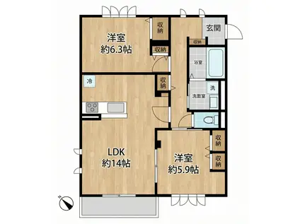 ネオサララ A(2LDK/2階)の間取り写真