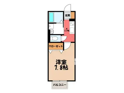 D-ROOM24 B(1K/1階)の間取り写真