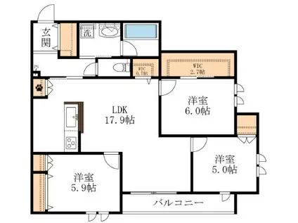 末長4丁目メゾン(3LDK/2階)の間取り写真
