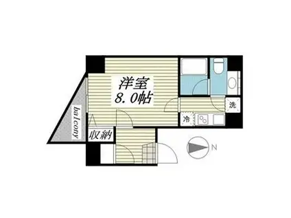 K・HIROO(1K/8階)の間取り写真