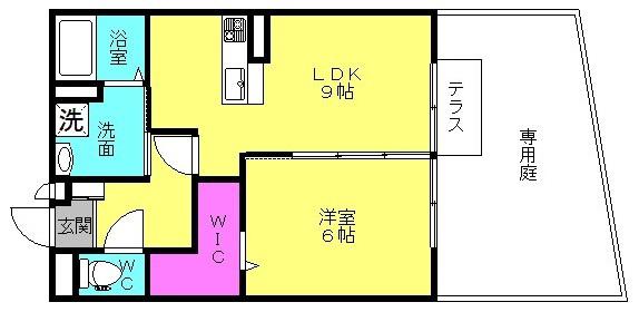 バーディーコート A棟(1LDK/1階)の間取り写真